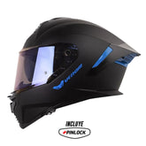 Casco Shaft Pro 609 Venom Solid Negro Azul Visor Iridium Azul